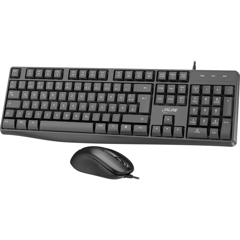 InLine Basic Desktop II, tastatūras un peles komplekts, USB kabelis, standarta DE izkārtojums