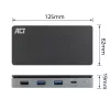 ACT USB-C 4K MST dokstacija 2 HDMI monitoriem, Ethernet, USB-C, 3x USB-A, PD caurlaide un 1 metru atvienojams savienojuma kabelis