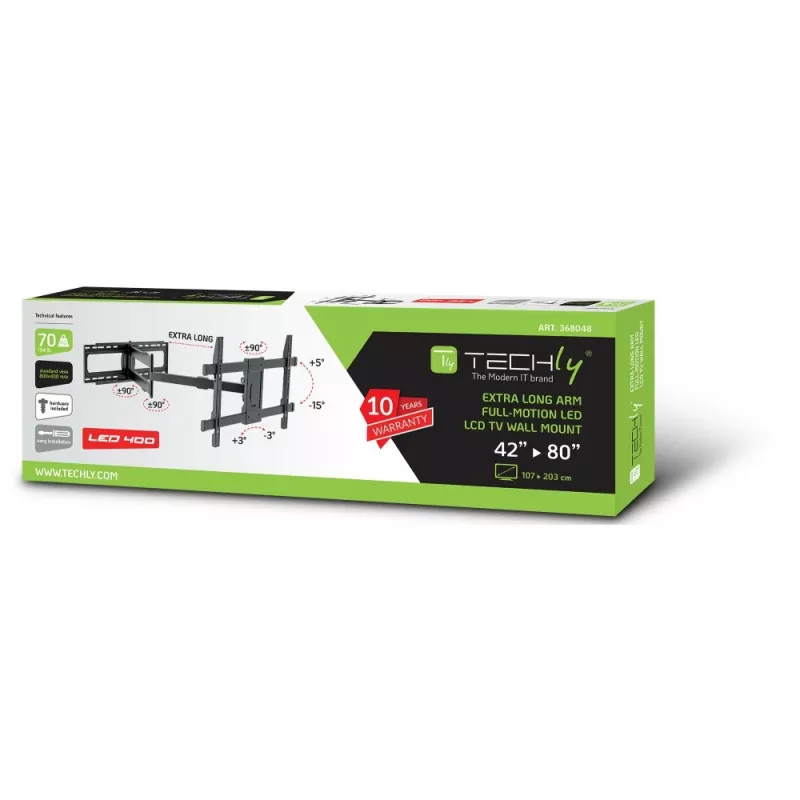 Techly ICA-PLB-721 televizora stiprinājums/statīvs 2,03 m (80 collas) melns