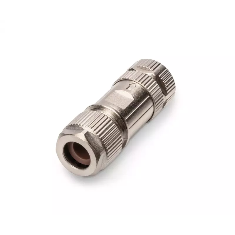 Digitus CAT 6A M12 Jack X-kodēts IP67 plakans vīriešu savienotājs, sudraba krāsā