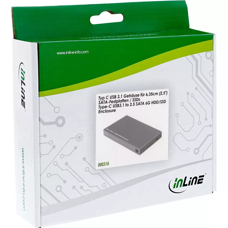 InLine Ārējais korpuss 2,5 collu USB 3.1, SATA HDD/SSD, ar USB-C pieslēgvietu