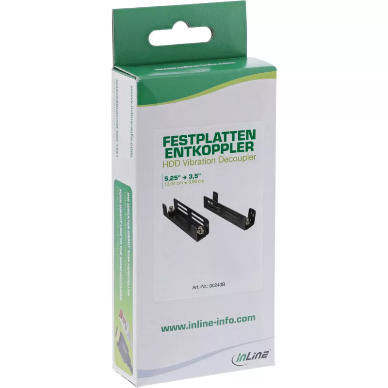 InLine Cietā diska vibrāciju atsaistītājs, pretvibrācijas, 5,25 collu uz 3,5, melns