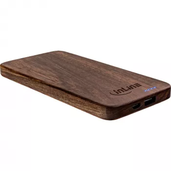 InLine woodplate, USB PowerBank 5.000mAh, ar LED, valrieksta koks