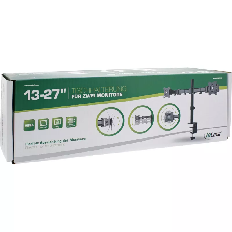 InLine galda kronšteins 2x TFT/LCD/LED līdz 68cm (27 collām) max. 2x8 kg