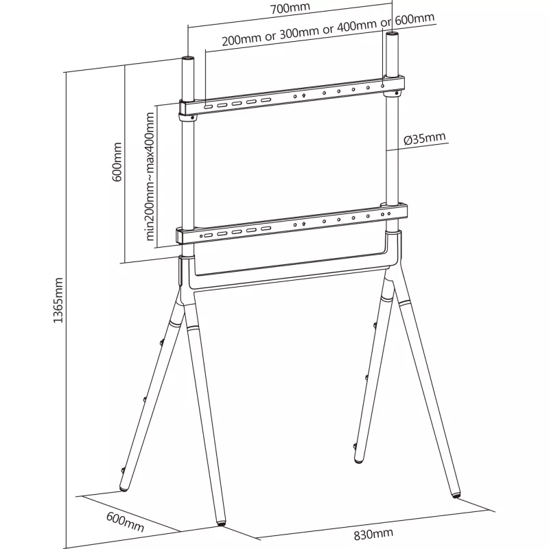 InLine woodstand Studio TV statīvs, Displeji 49 collas-70 collas (124-178cm), maks. 40kg