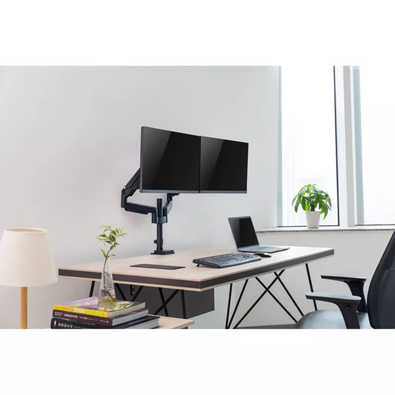 InLine galda stiprinājums ar pacēlāju, diviem monitoriem līdz 82cm (32 collas), 9kg