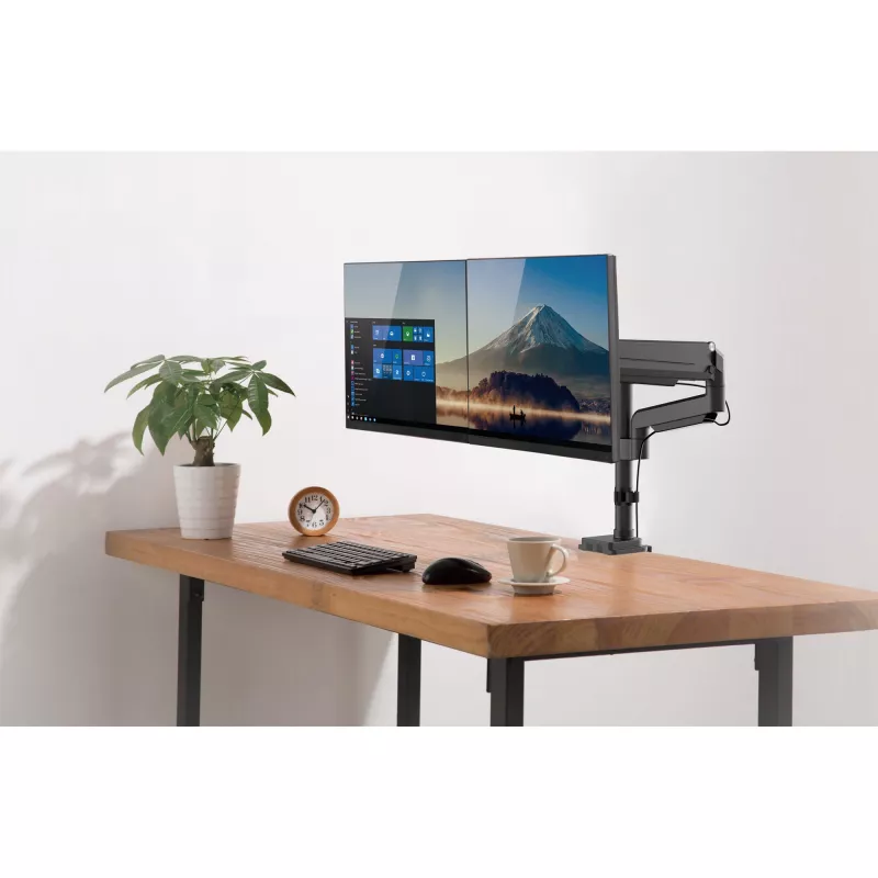 InLine galda stiprinājums ar pacēlāju, diviem monitoriem līdz 82cm (32 collas), 9kg