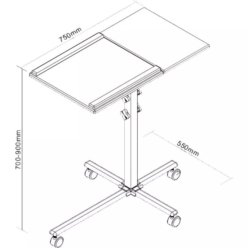 InLine ratiņi piezīmjdatoram un projektoram, augstums 70–90 cm