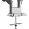 InLine galda stiprinājums ar pacēlumu un USB/Audio, 2 monitoriem līdz 81cm (32 collas) 9kg, sudraba