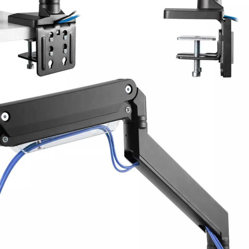InLine galda stiprinājums ar pacēlāju un USB3.0, pārvietojams, 3 displejiem līdz 27 colām