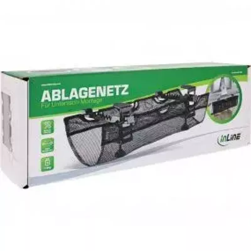 Kabeļu tekne InLine 23199B melns glabāšanas tīkls zem galda 610x240x390mm