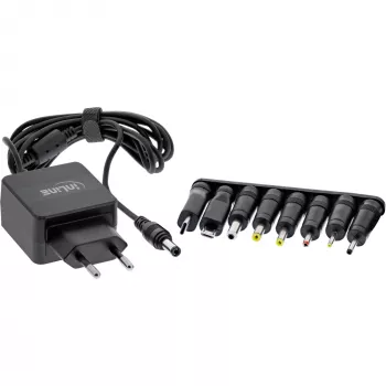 InLine universālais barošanas bloks, 5 V / 15 W, ar 8 maināmiem spraudņiem, Micro-USB, USB-C