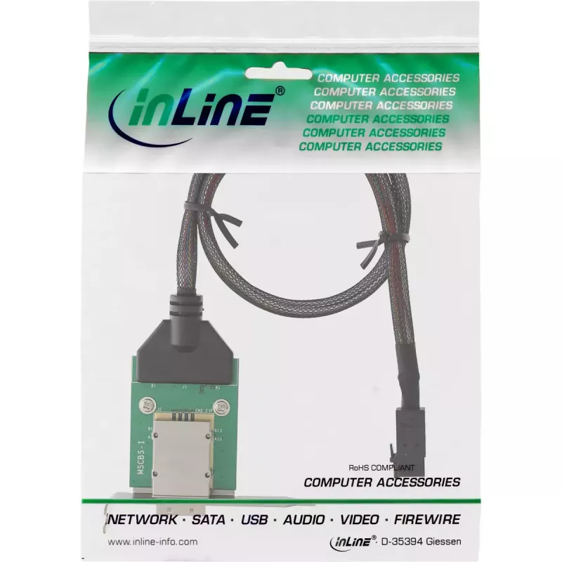 InLine SAS HD zema profila adaptera kronšteins ārējais SFF-8088 / iekšējais SFF-8643 0,75 m