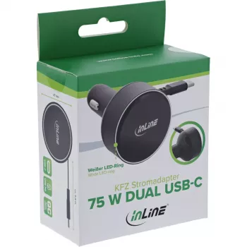 InLine 31502R mobilās ierīces lādētājs Universāls Melns Cigarešu aizdedzinātāja ligzda Ātrā uzlāde Auto