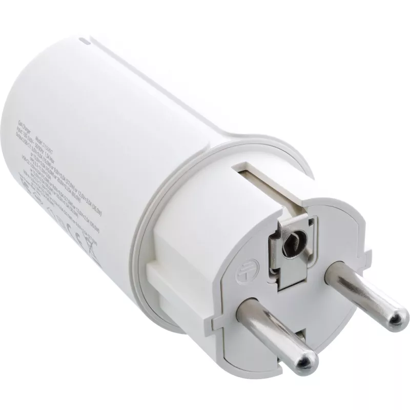 InLine USB PD barošanas bloks, GaN lādētājs, 3 porti, Dual USB-C + USB-A, 65W, balts