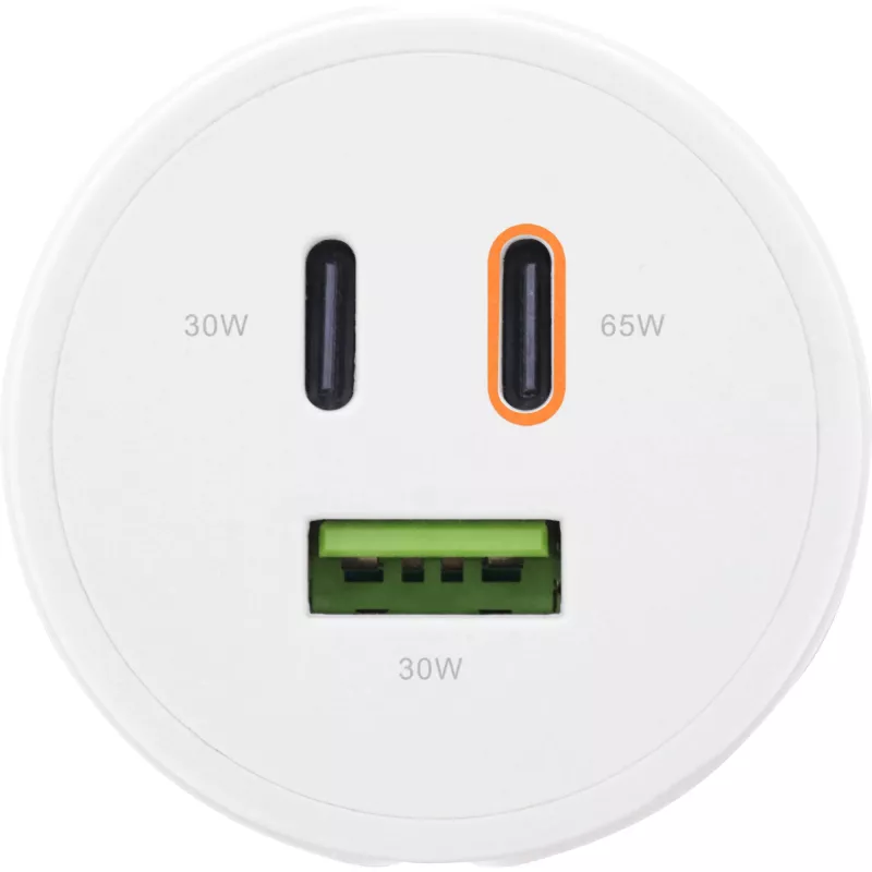 InLine USB PD barošanas bloks, GaN lādētājs, 3 porti, Dual USB-C + USB-A, 65W, balts