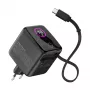 InLine USB barošanas bloks, 70 W, GaN, USB-C PD + USB-A QC, kabelis 60 cm, melns