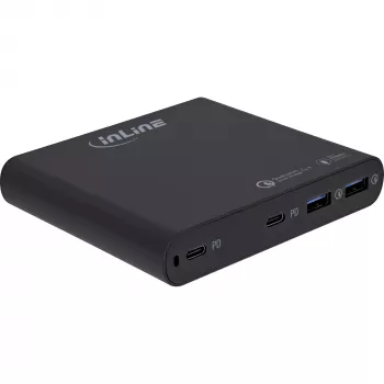 InLine USB barošanas bloks, GaN lādētājs, 4 portu, 2x USB-C + 2x USB-A, 120 W, balts