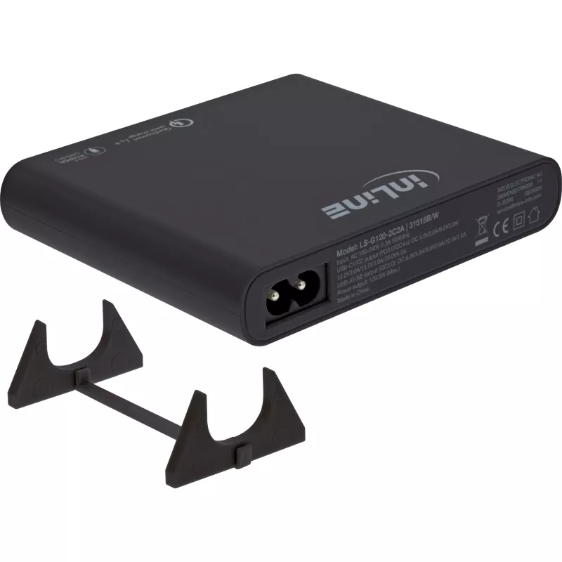 InLine USB barošanas bloks, GaN lādētājs, 4 portu, 2x USB-C + 2x USB-A, 120 W, balts