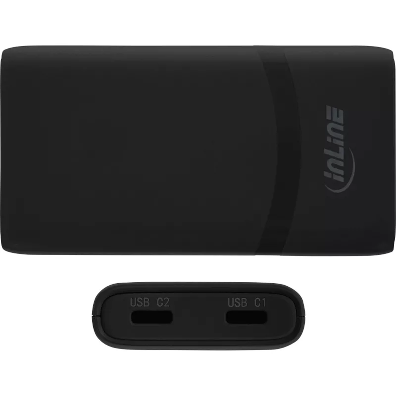 USB strāvas padeves lādētājs InLine 31519B Dual USB-C 65W strāvas adapteris ar diviem USB-C portiem