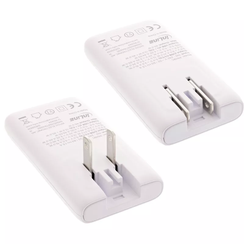 USB barošanas adapteris InLine 31519C Dual USB-C 65W - divi USB-C porti, 65 W kopējā izejas jauda