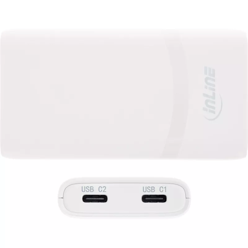 USB barošanas adapteris InLine 31519C Dual USB-C 65W - divi USB-C porti, 65 W kopējā izejas jauda