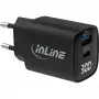 InLine USB PD barošanas avots, GaN lādētājs, 2 pieslēgvietas, USB-C + USB-A, 30 W, ar displeju