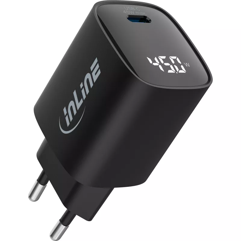 InLine USB PD barošanas avots, GaN lādētājs, 1 porta, USB-C, 45W, ar displeju