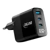 InLine USB PD barošanas bloks, GaN lādētājs, 3 portu, USB-C + USB-A, 65 W, ar displeju