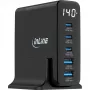 InLine USB PD barošanas bloks, GaN lādētājs, 5 porti, USB-C + USB-A, 140W, ar displeju
