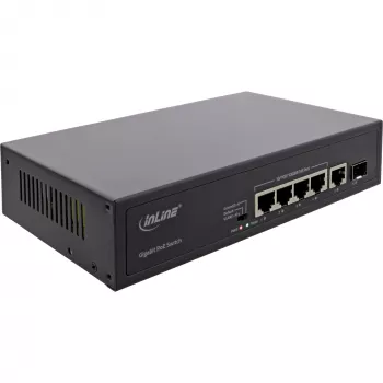 Nepārvaldāms tīkla komutators InLine PoE+ Gigabit Ethernet 5 portu 4x PoE+ 1xSFP 1 Gb/s galddatoram