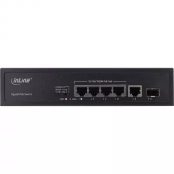 Nepārvaldāms tīkla komutators InLine PoE+ Gigabit Ethernet 5 portu 4x PoE+ 1xSFP 1 Gb/s galddatoram