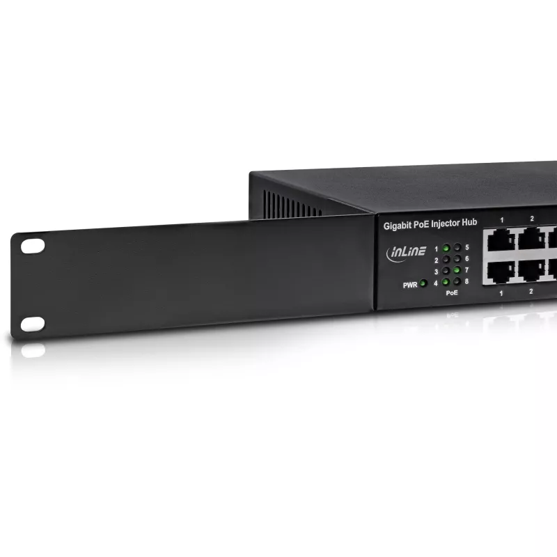 InLine PoE+ Gigabit tīkls Injector Hub 8 Port (8x PoE+), 1Gb/s, 19 collas 1U