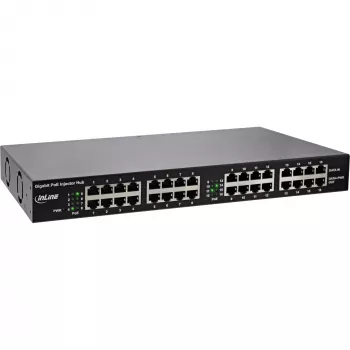 InLine PoE+ Gigabit tīkla inžektora centrmezgls, 16 porti PoE+, 19 inch1U, iekļauti kronšteini, 2 ventilatori