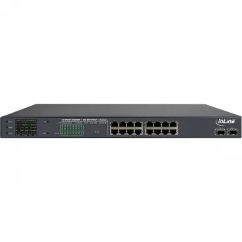 InLine PoE+ Gigabit tīkla komutators 24 porti, 1 Gb/s, 2xSFP, 19 collu 1U (iekļauti stiprinājumi)