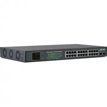 InLine PoE+ Gigabit tīkla slēdzis, 24 porti, 1 Gb/s, 2xSFP, 19 inch 1U (iekļauti kronšteini)