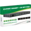 InLine PoE+ Gigabit tīkla slēdzis, 24 porti, 1 Gb/s, 2xSFP, 19 inch 1U (iekļauti kronšteini)