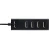 InLine USB 2.0 4-Port Hub, Type-A male to 4x Type-A female, Melns, 30cm, plāns