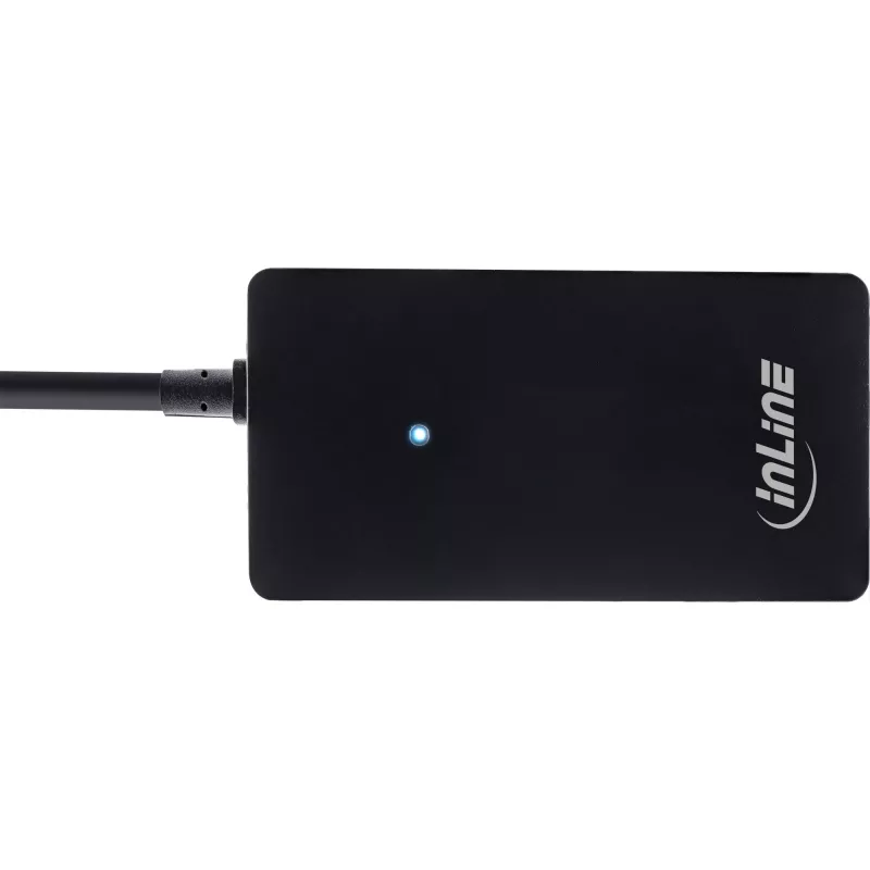 InLine USB 2.0 4 portu centrmezgls, Type-A spraudnis uz 4x Type-A sievišķo, melns, 30cm