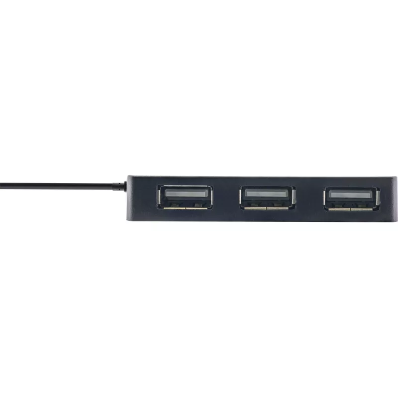 InLine USB 2.0 4 portu centrmezgls, Type-A spraudnis uz 4x Type-A sievišķo, melns, 30cm