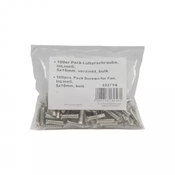 InLine ventilatora skrūves 5x16 mm sudraba krāsā, 100 gab. iepakojumā