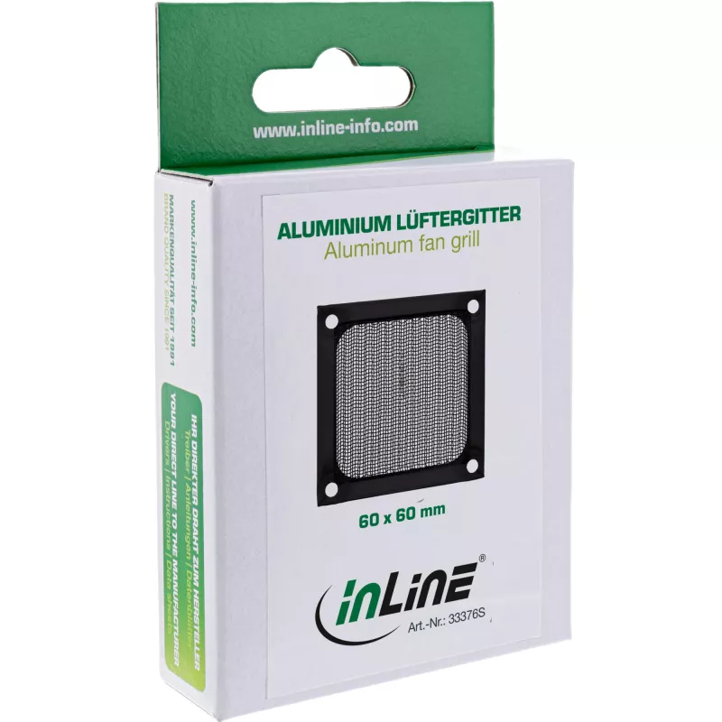 InLine ventilatora režģa alumīnija filtrs, melns, 60x60 mm