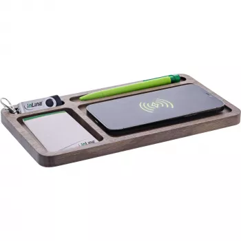 Organizators InLine WoodCharge ar Qi uzlādes virsmu USB barošanas avots