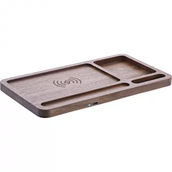 Organizators InLine WoodCharge ar Qi uzlādes virsmu USB barošanas avots