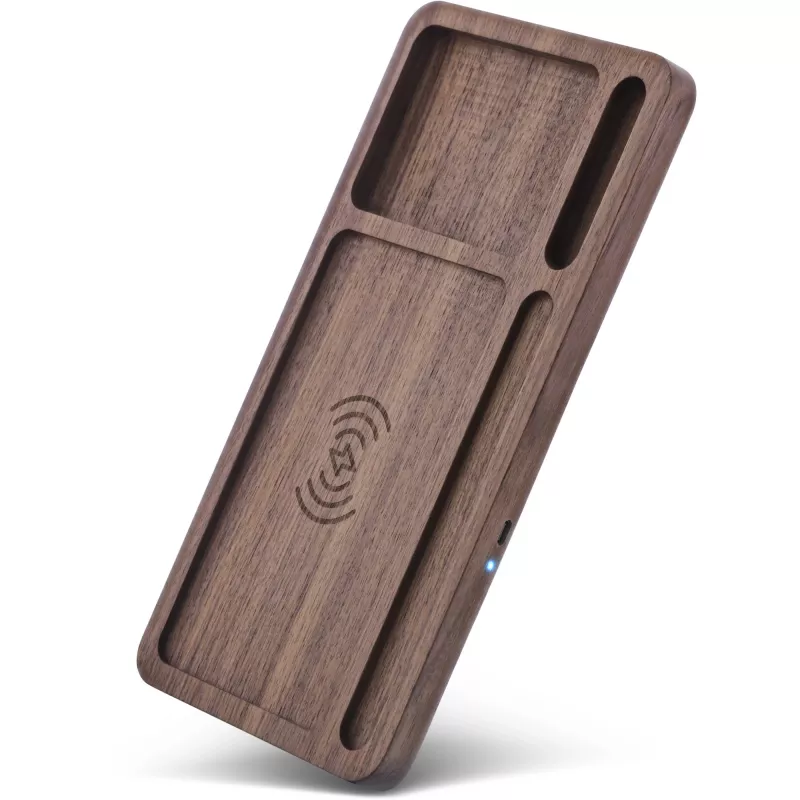 Organizators InLine WoodCharge ar Qi uzlādes virsmu USB barošanas avots