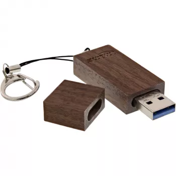 InLine USB 3.0 zibatmiņa, valrieksta koka apdare, ar atslēgu piekariņu, 128 GB