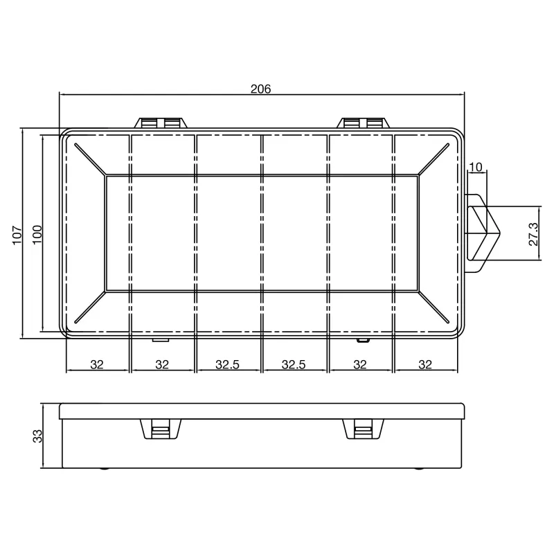 InLine mazo detaļu kārba, 6 nodalījumi, 206x107x33mm, caurspīdīga