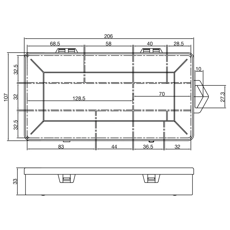 InLine Small Components Box 10 nodalījumi 206x107x33mm, caurspīdīga