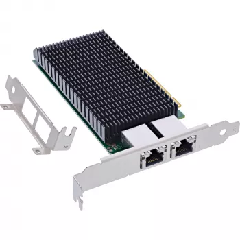 InLine Dual 10-Gigabit tīkla karte, 2x RJ45 10Gb/s, PCIe x8, komplektā LP kronšteins