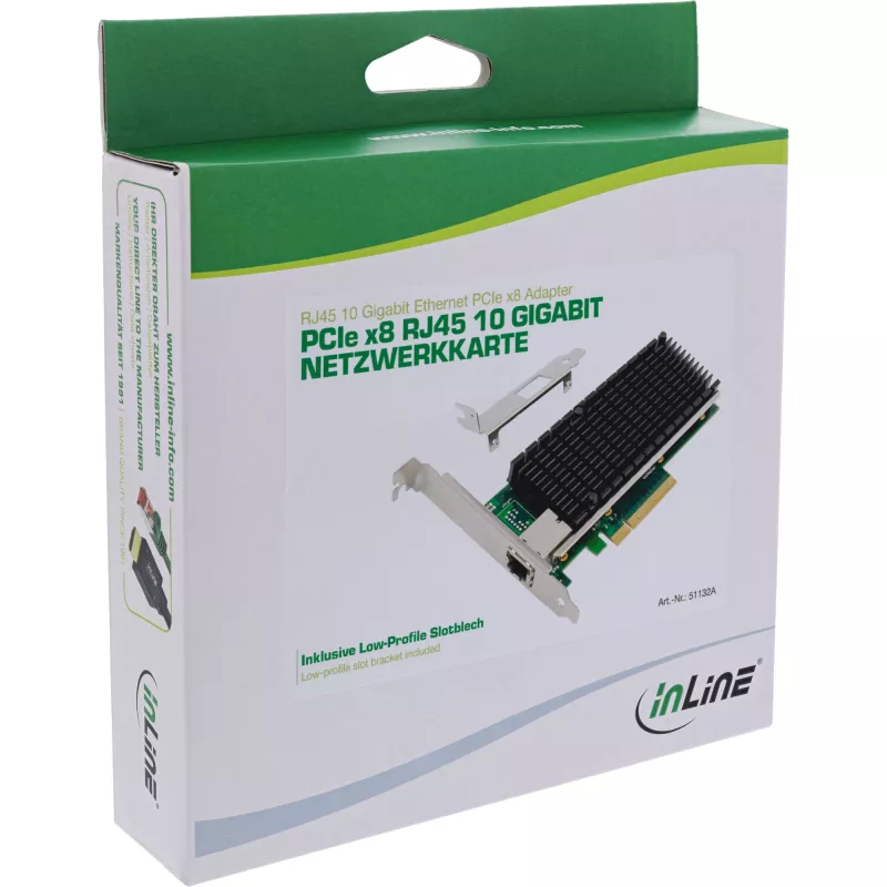 InLine 10-Gigabit tīkla karte, 1x RJ45 10Gb/s, PCIe x8, ietver LP kronšteinu